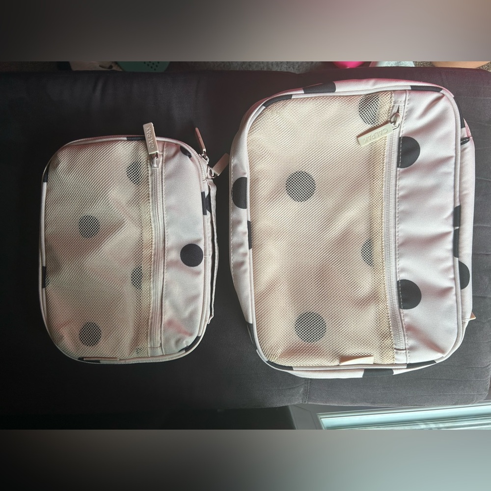 Calpak Cream and Black Polka Dot Tech Organizer